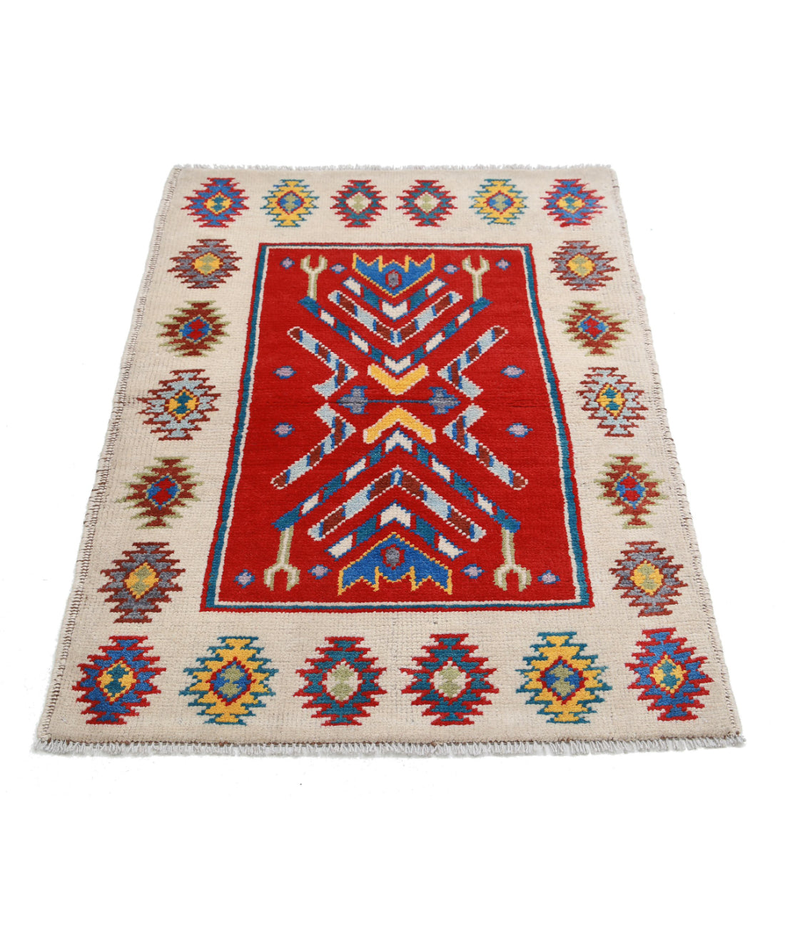 Revival 2'10'' X 4'1'' Hand-Knotted Wool Rug 2'10'' x 4'1'' (85 X 123) / Ivory / Red
