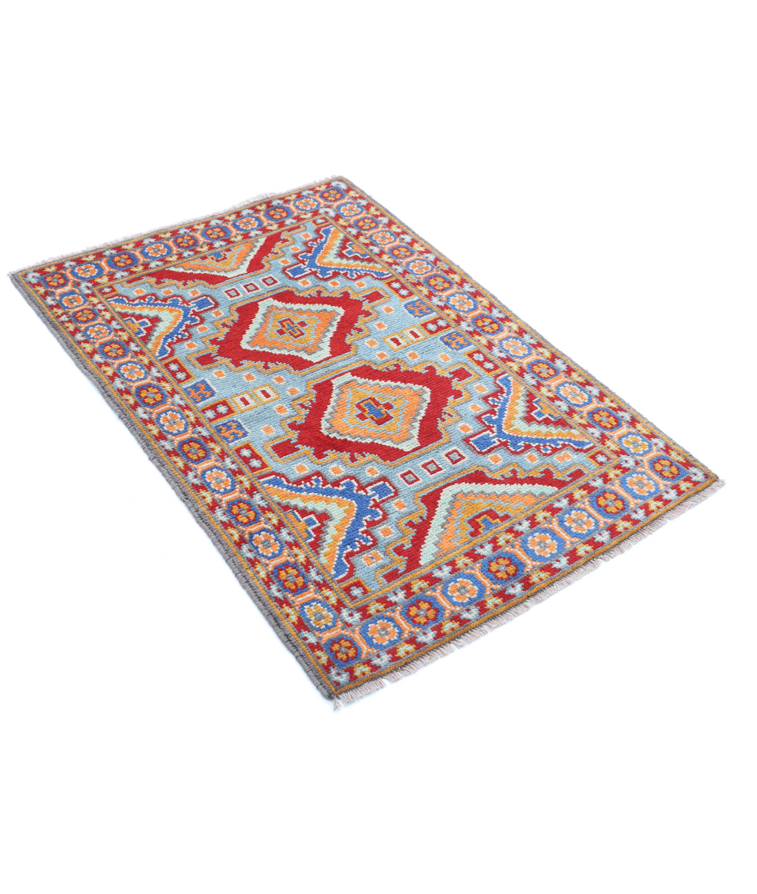 Revival 2'8'' X 3'11'' Hand-Knotted Wool Rug 2'8'' x 3'11'' (80 X 118) / Blue / Red