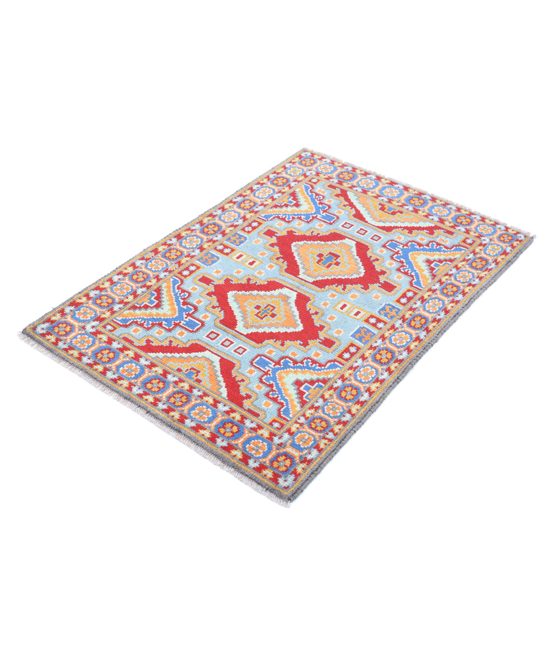 Revival 2'8'' X 3'11'' Hand-Knotted Wool Rug 2'8'' x 3'11'' (80 X 118) / Blue / Red