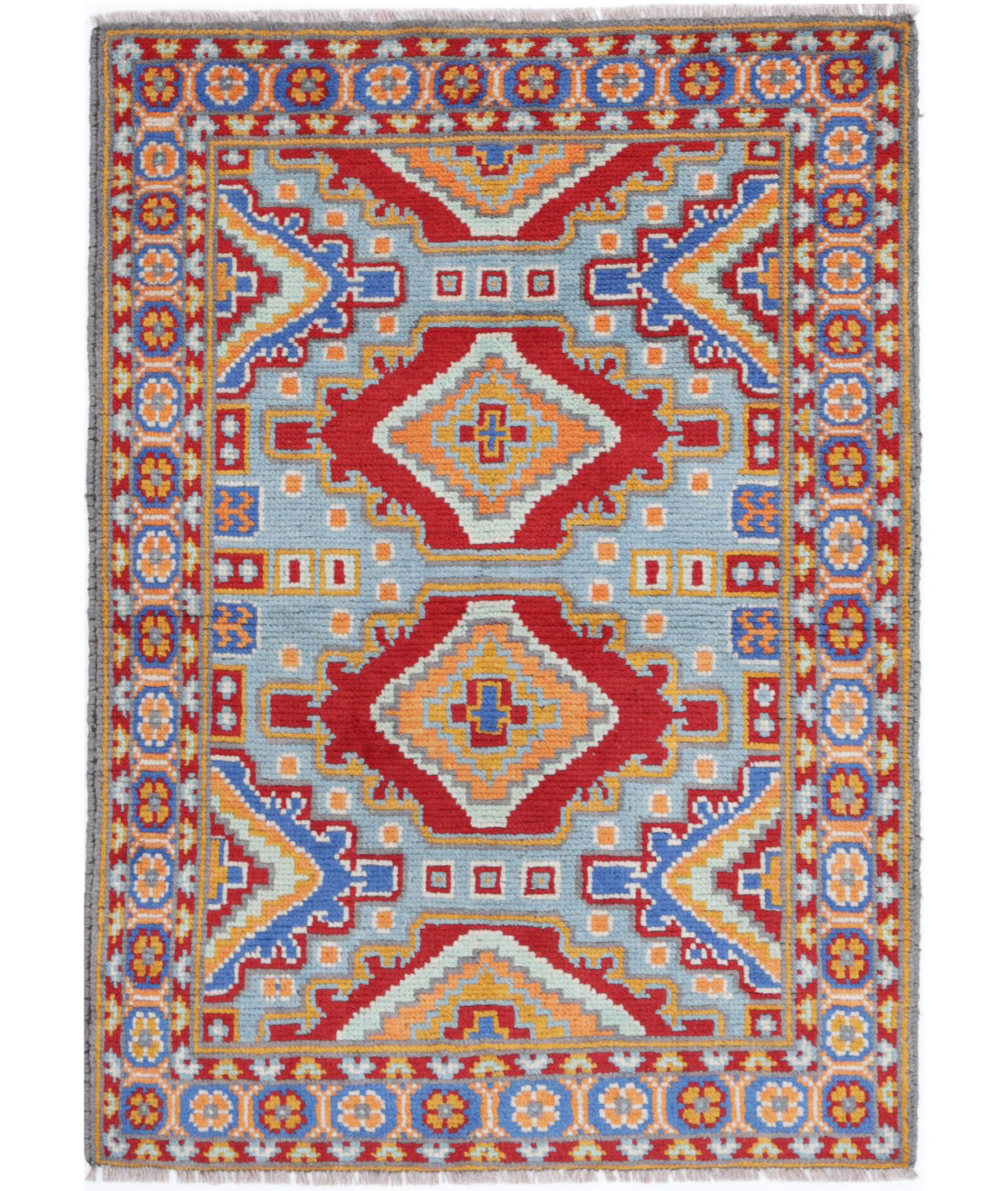 Revival 2'8'' X 3'11'' Hand-Knotted Wool Rug 2'8'' x 3'11'' (80 X 118) / Blue / Red
