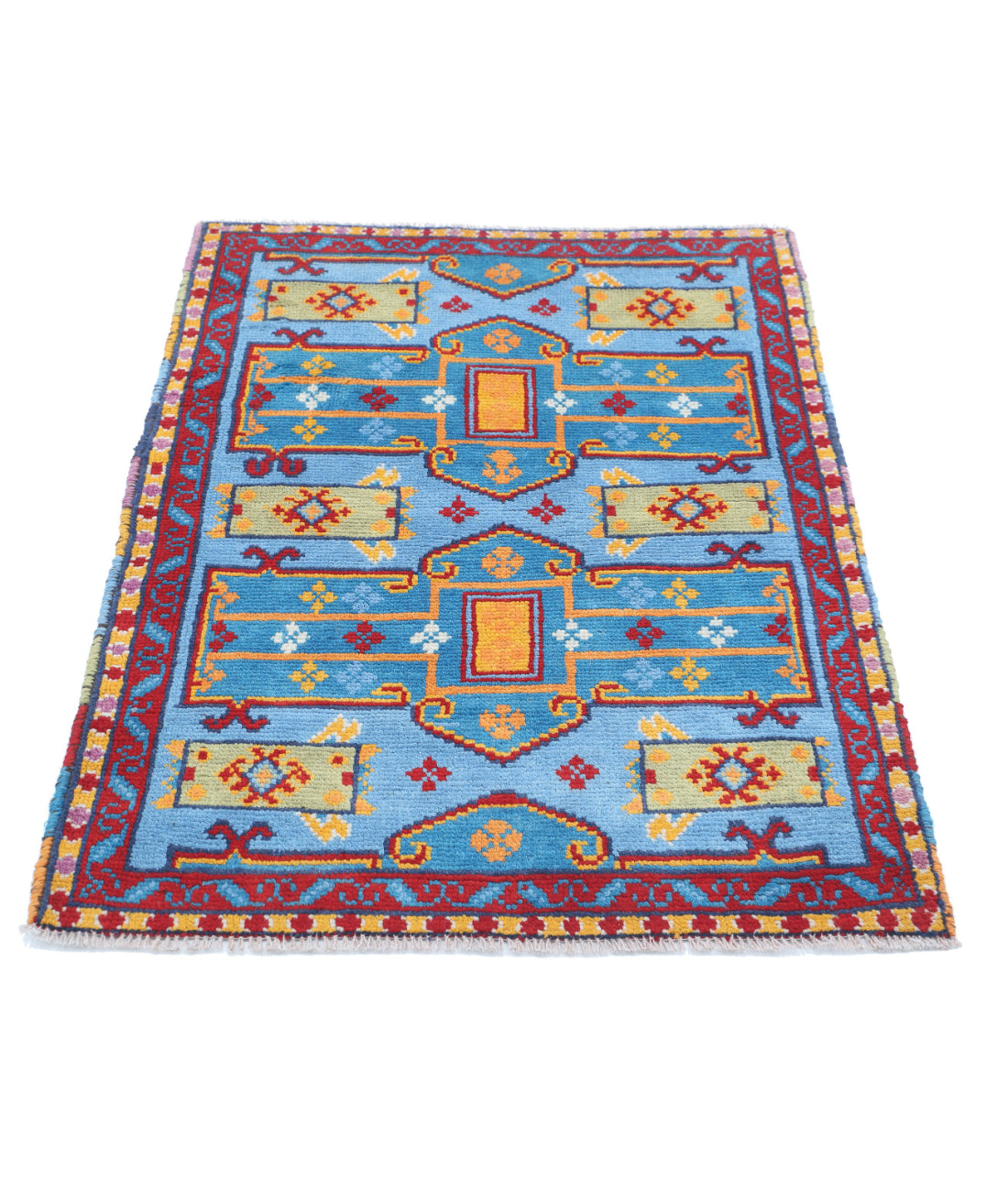 Revival 2'8'' X 3'10'' Hand-Knotted Wool Rug 2'8'' x 3'10'' (80 X 115) / Teal / Red