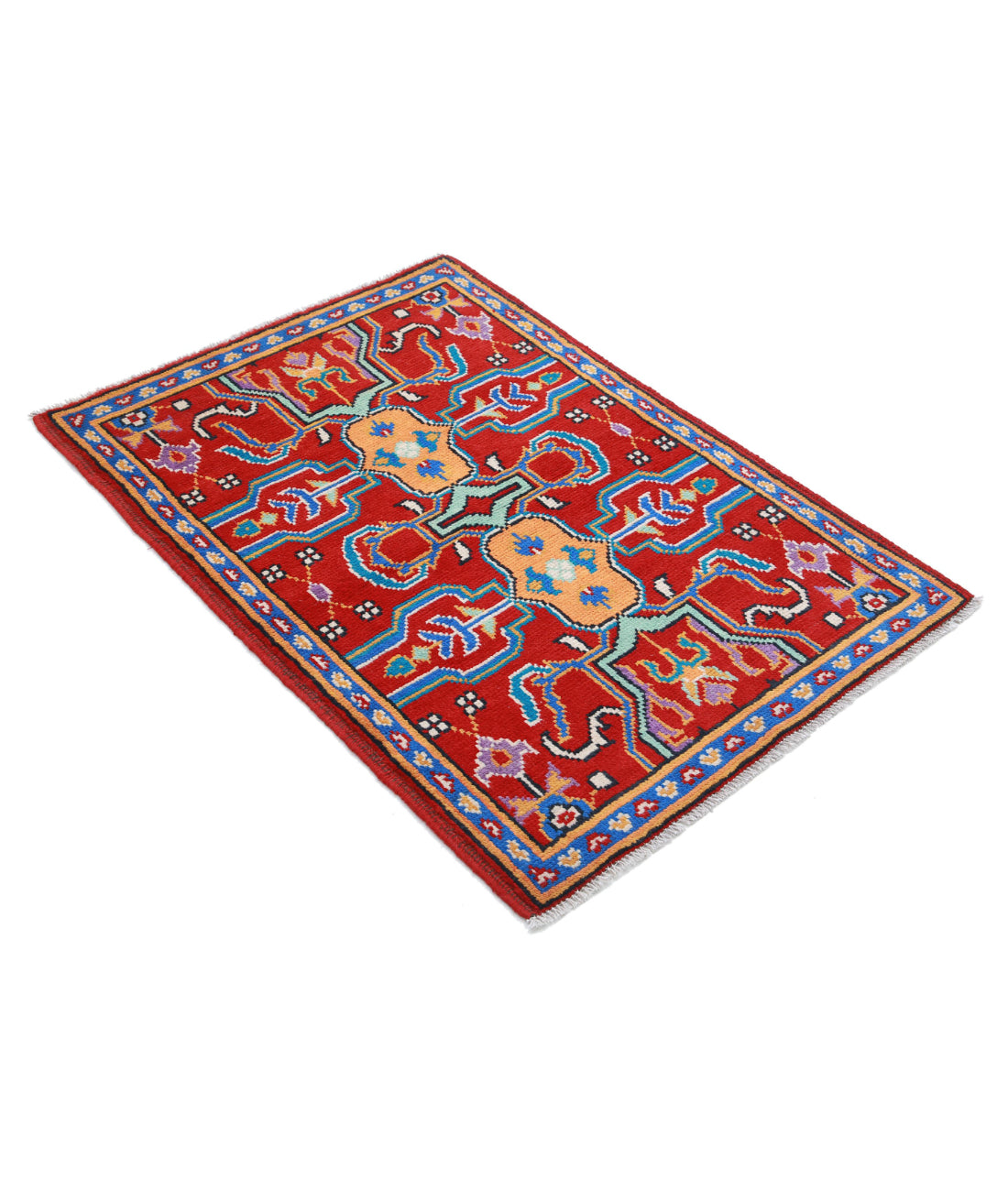 Revival 2'8'' X 3'11'' Hand-Knotted Wool Rug 2'8'' x 3'11'' (80 X 118) / Red / Blue