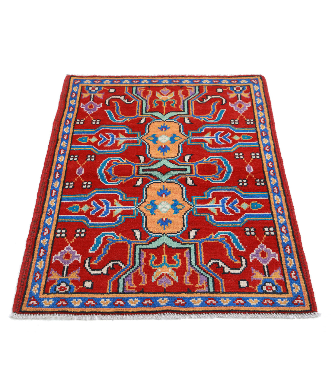 Revival 2'8'' X 3'11'' Hand-Knotted Wool Rug 2'8'' x 3'11'' (80 X 118) / Red / Blue