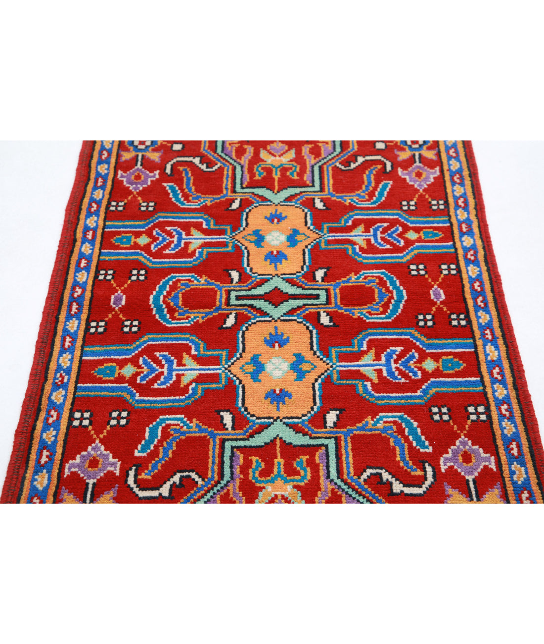 Revival 2'8'' X 3'11'' Hand-Knotted Wool Rug 2'8'' x 3'11'' (80 X 118) / Red / Blue