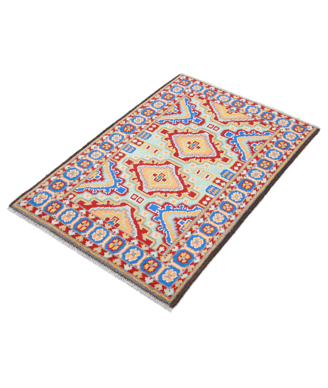 Revival 2'7'' X 4'0'' Hand-Knotted Wool Rug 2'7'' x 4'0'' (78 X 120) / Blue / Gold