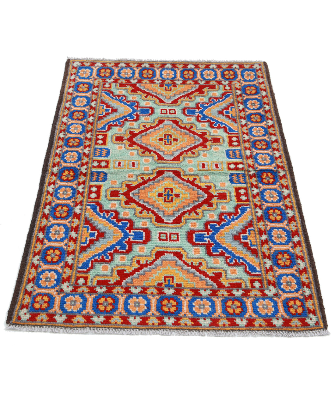 Revival 2'7'' X 4'0'' Hand-Knotted Wool Rug 2'7'' x 4'0'' (78 X 120) / Blue / Gold