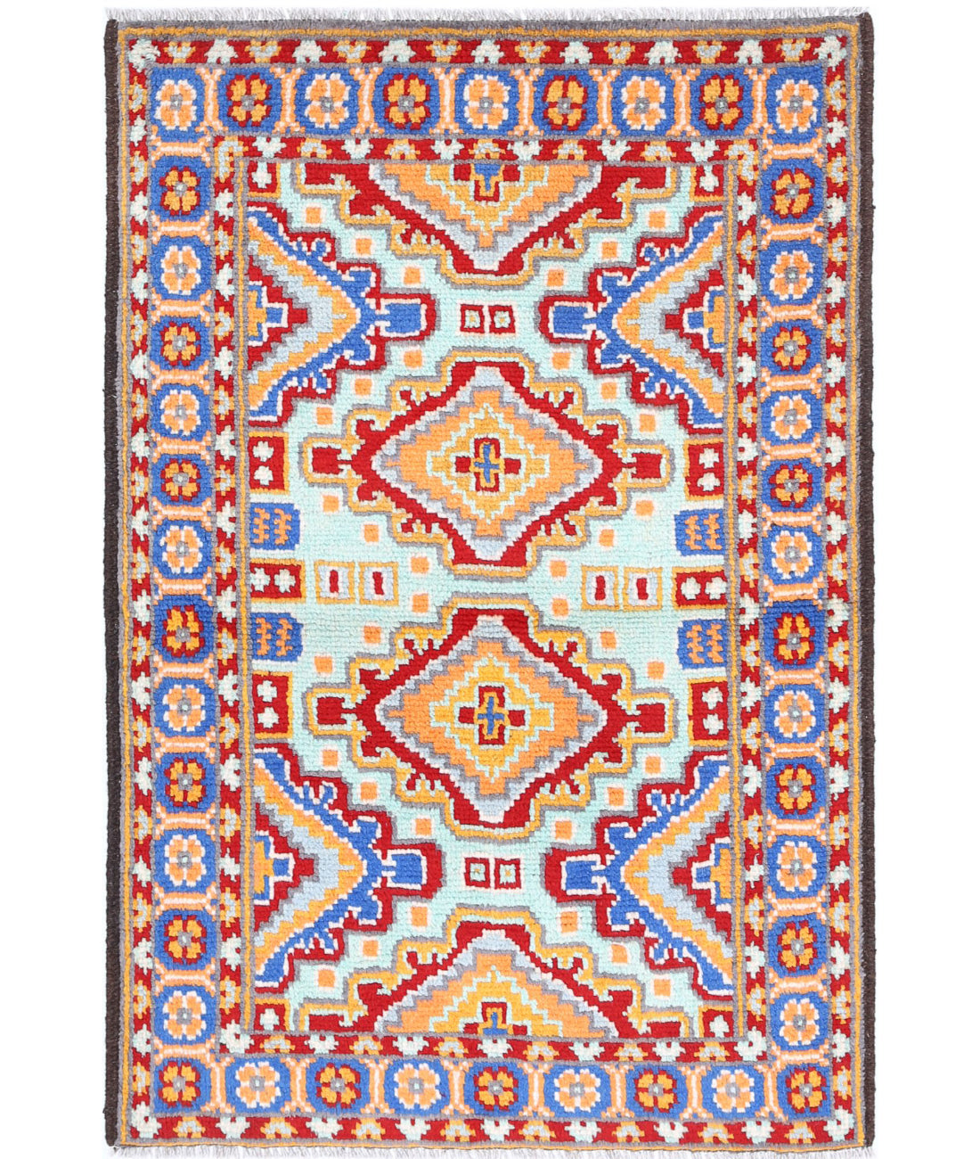 Revival 2'7'' X 4'0'' Hand-Knotted Wool Rug 2'7'' x 4'0'' (78 X 120) / Blue / Gold