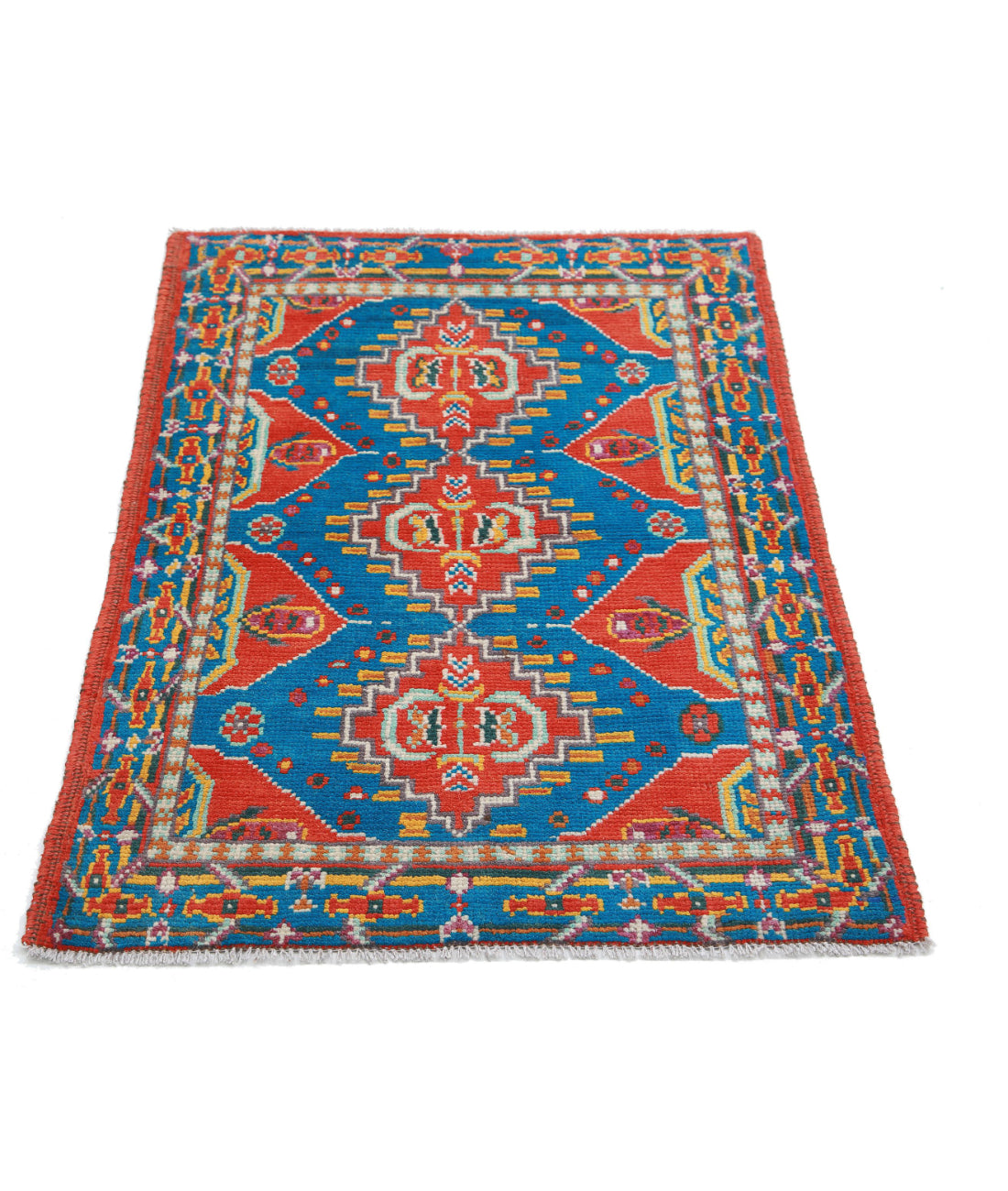 Revival 2'8'' X 3'11'' Hand-Knotted Wool Rug 2'8'' x 3'11'' (80 X 118) / Rust / Teal