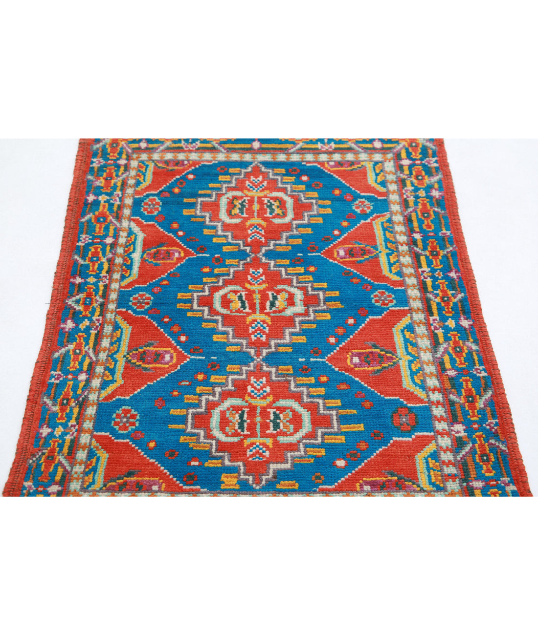 Revival 2'8'' X 3'11'' Hand-Knotted Wool Rug 2'8'' x 3'11'' (80 X 118) / Rust / Teal