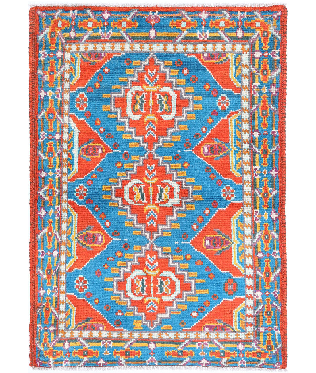 Revival 2'8'' X 3'11'' Hand-Knotted Wool Rug 2'8'' x 3'11'' (80 X 118) / Rust / Teal