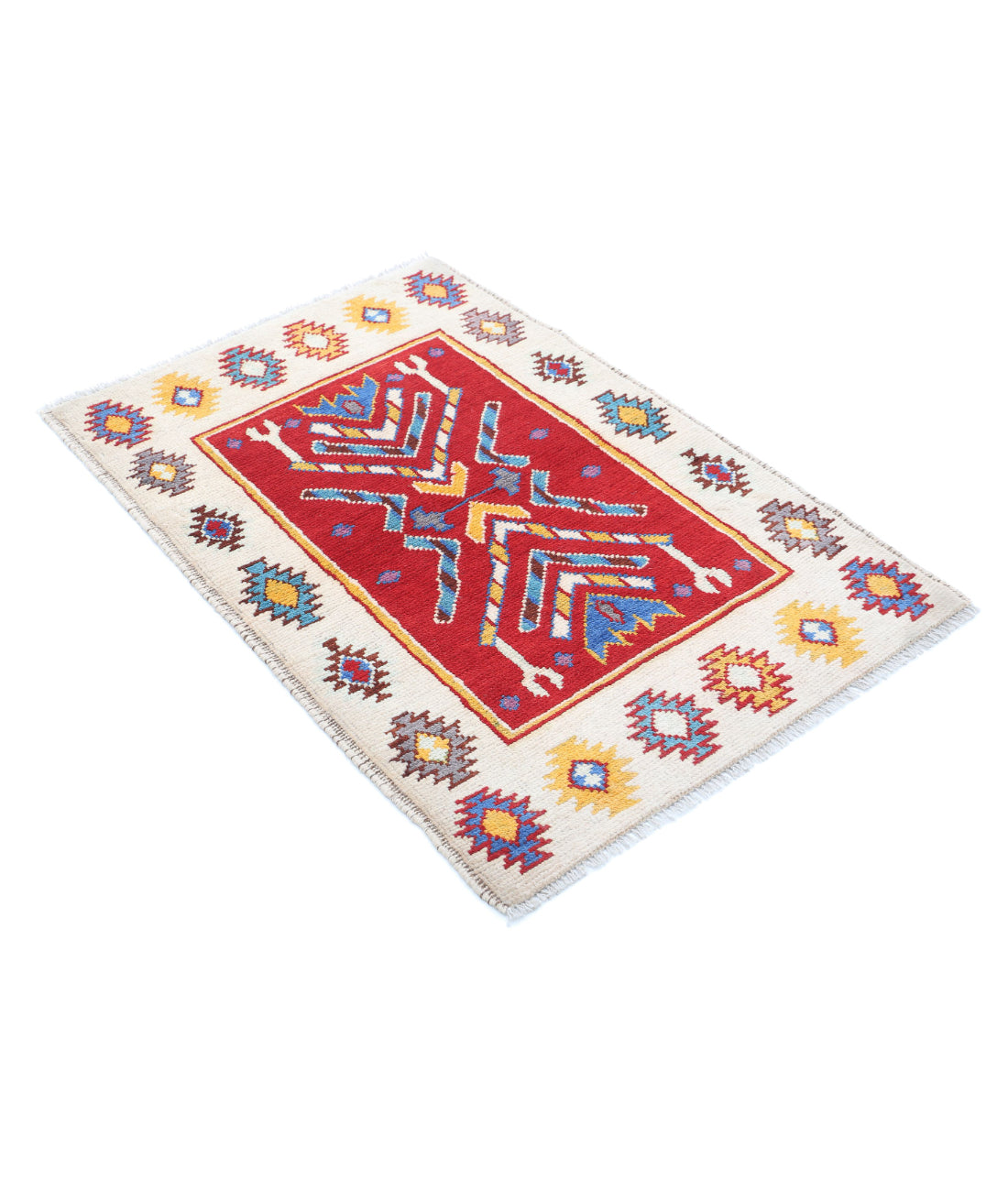 Revival 2'6'' X 3'10'' Hand-Knotted Wool Rug 2'6'' x 3'10'' (75 X 115) / Red / Ivory