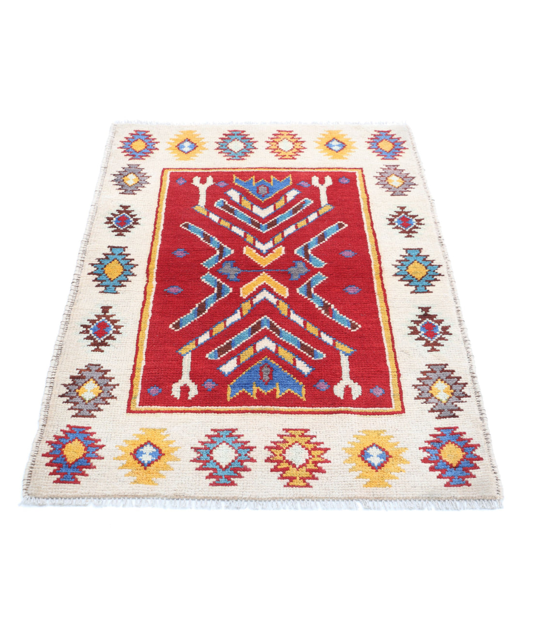 Revival 2'6'' X 3'10'' Hand-Knotted Wool Rug 2'6'' x 3'10'' (75 X 115) / Red / Ivory