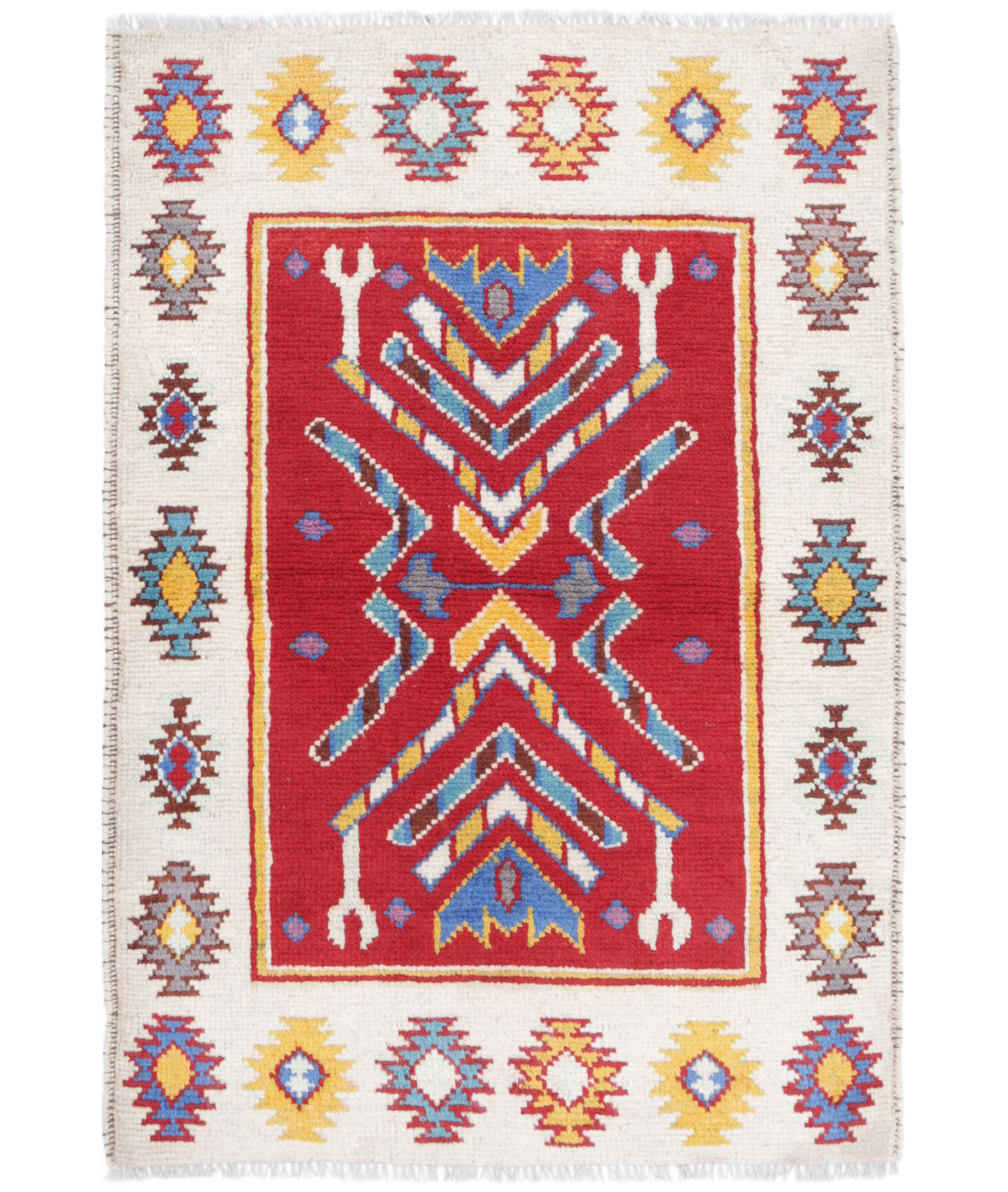 Revival 2'6'' X 3'10'' Hand-Knotted Wool Rug 2'6'' x 3'10'' (75 X 115) / Red / Ivory