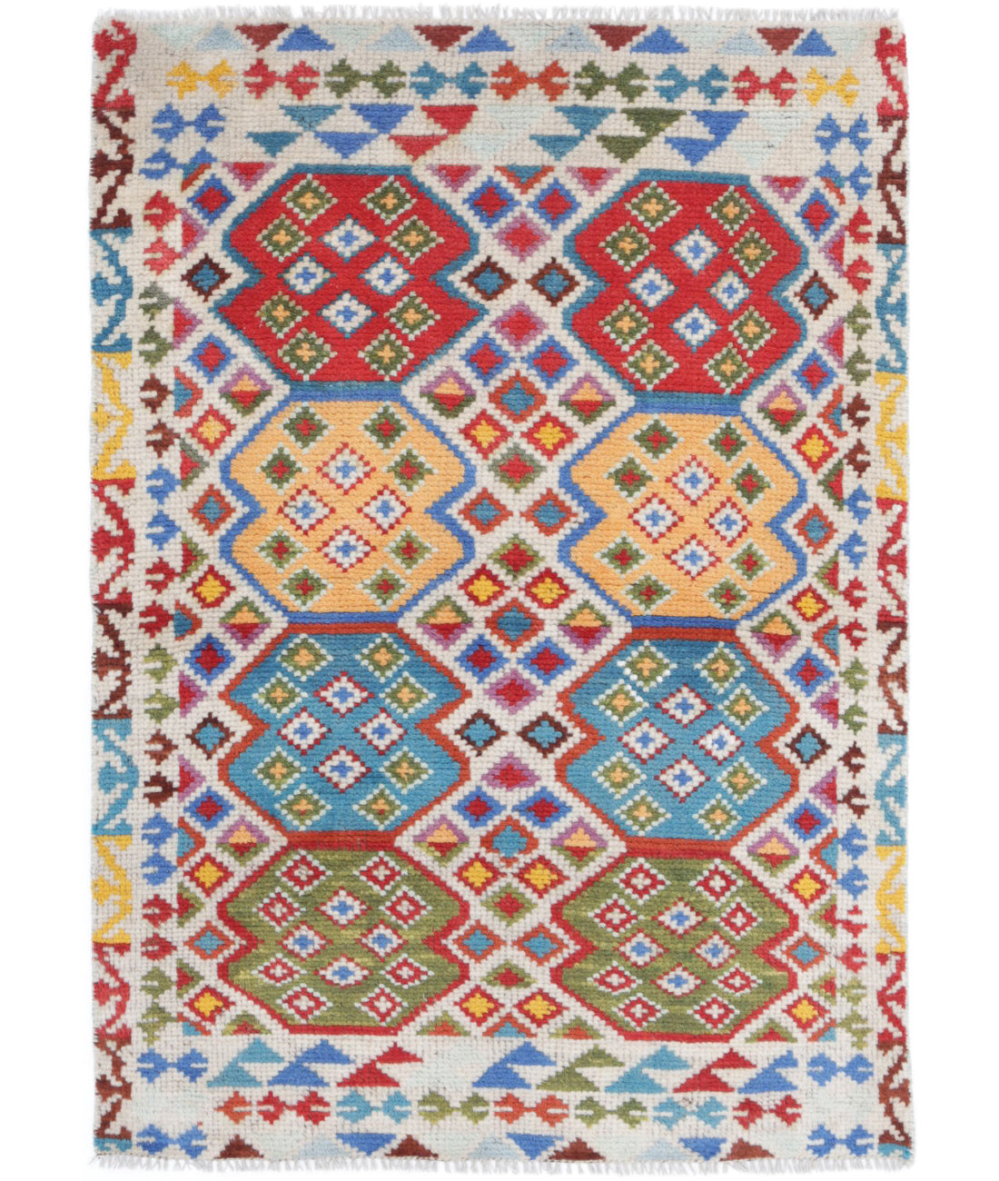 Revival 2'7'' X 3'10'' Hand-Knotted Wool Rug 2'7'' x 3'10'' (78 X 115) / Ivory / Multi