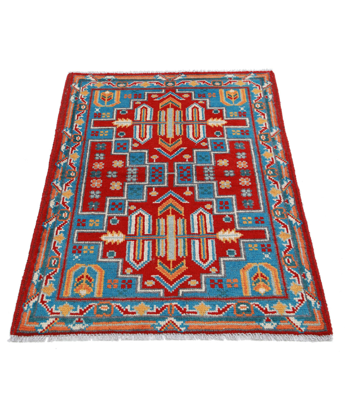 Revival 2'8'' X 3'11'' Hand-Knotted Wool Rug 2'8'' x 3'11'' (80 X 118) / Red / Blue