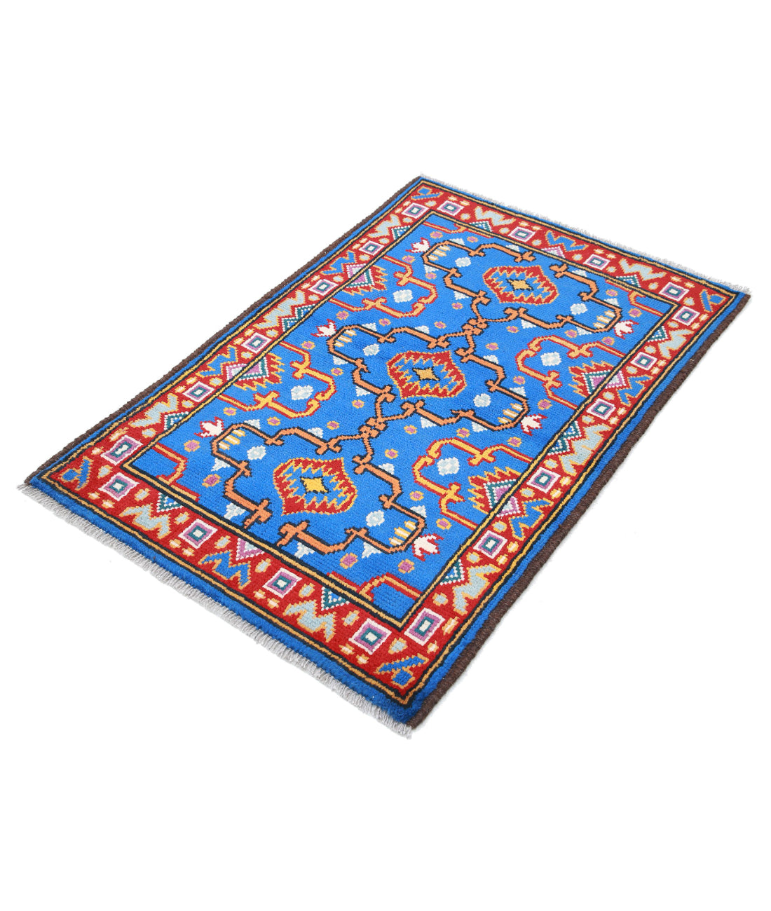Revival 2'8'' X 4'1'' Hand-Knotted Wool Rug 2'8'' x 4'1'' (80 X 123) / Blue / Red