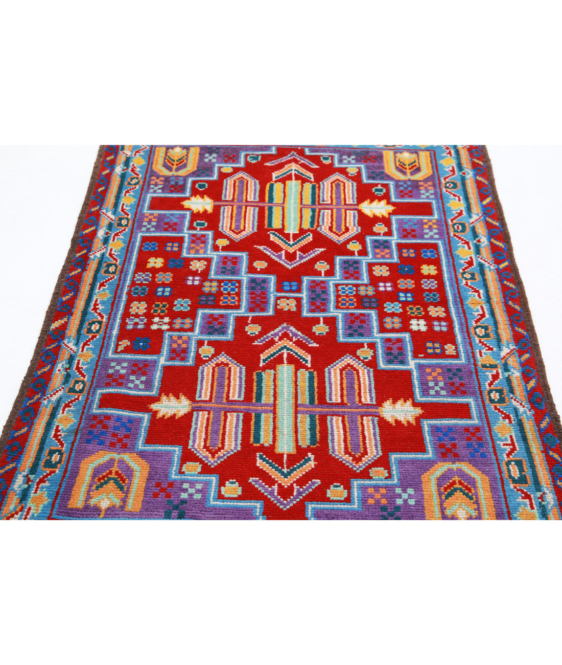 Revival 3'3'' X 4'11'' Hand-Knotted Wool Rug 3'3'' x 4'11'' (98 X 148) / Purple / Red