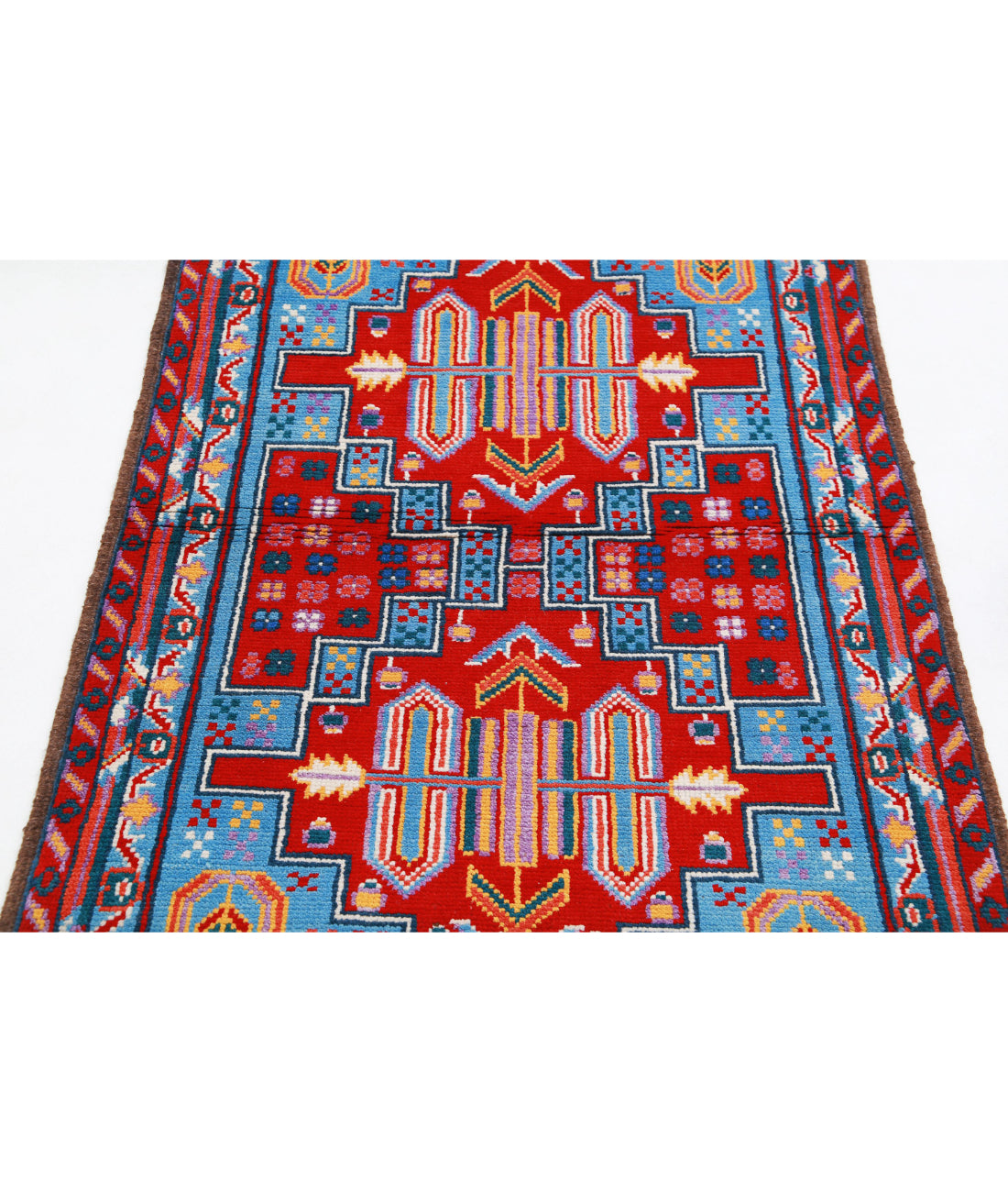 Revival 3'3'' X 4'11'' Hand-Knotted Wool Rug 3'3'' x 4'11'' (98 X 148) / Blue / Red