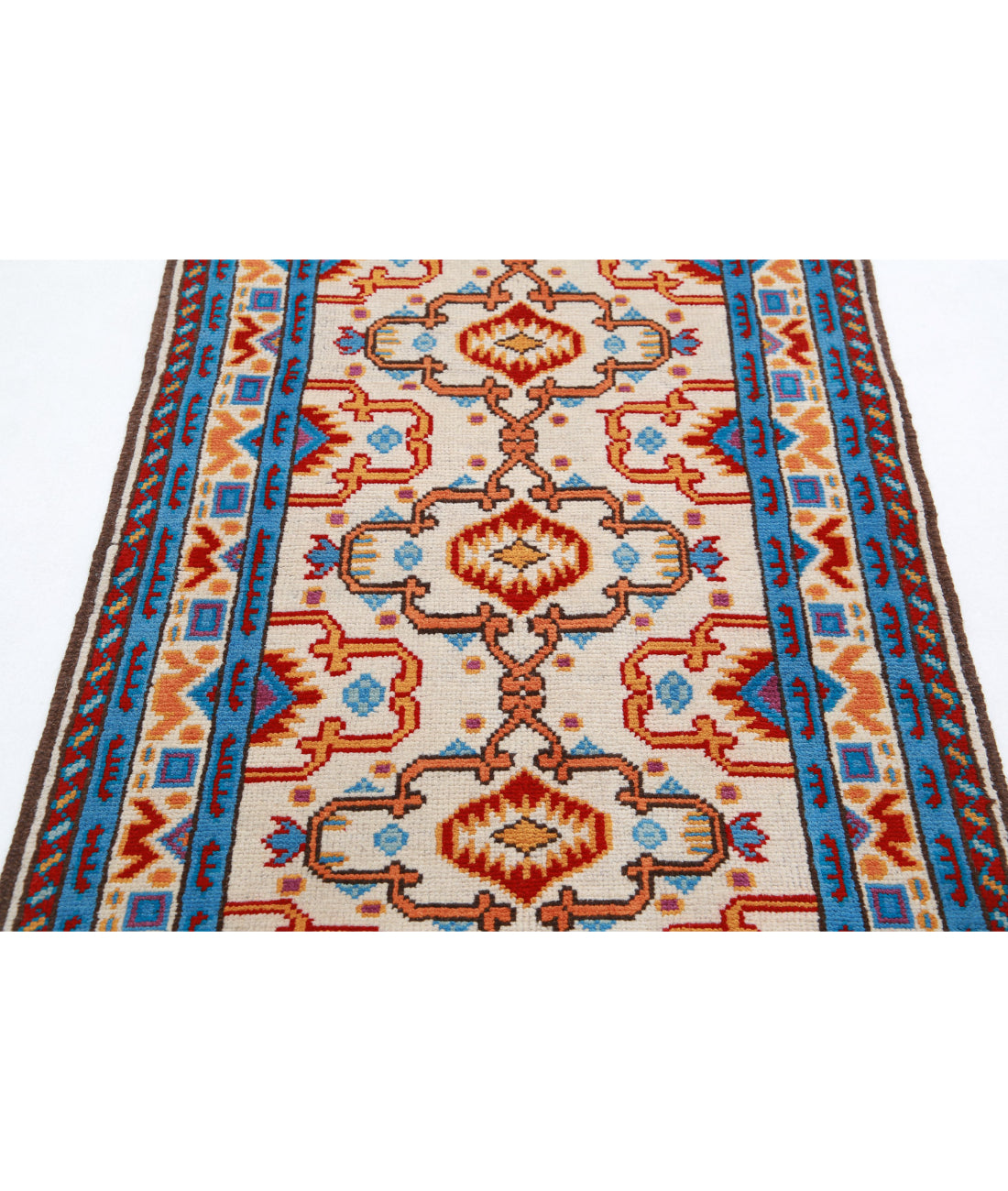 Revival 3'2'' X 5'2'' Hand-Knotted Wool Rug 3'2'' x 5'2'' (95 X 155) / Ivory / Blue
