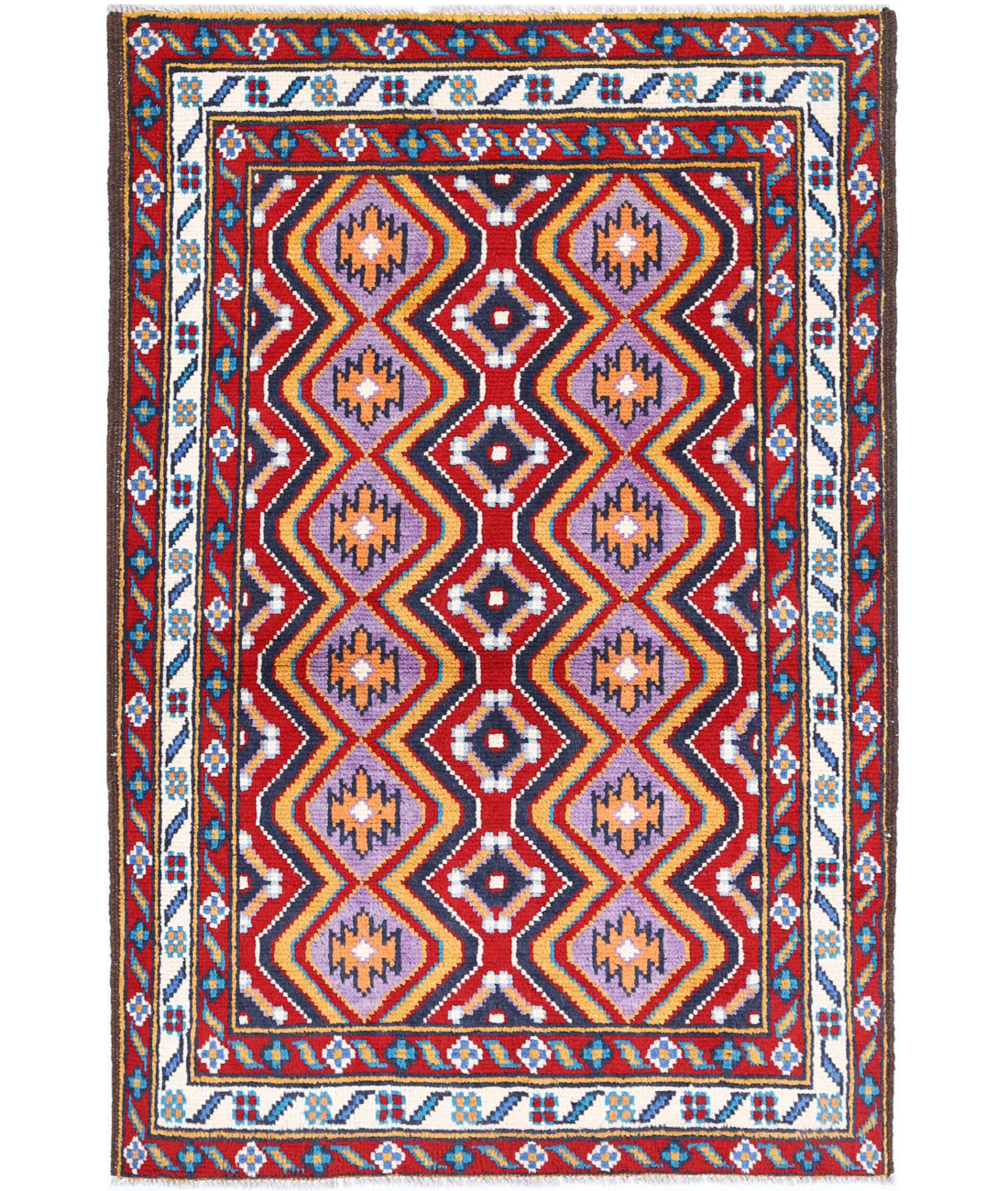Revival 3'3'' X 4'10'' Hand-Knotted Wool Rug 3'3'' x 4'10'' (98 X 145) / Red / Ivory
