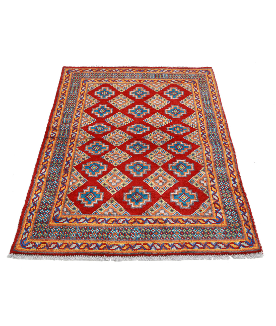 Revival 3'3'' X 4'11'' Hand-Knotted Wool Rug 3'3'' x 4'11'' (98 X 148) / Red / Blue