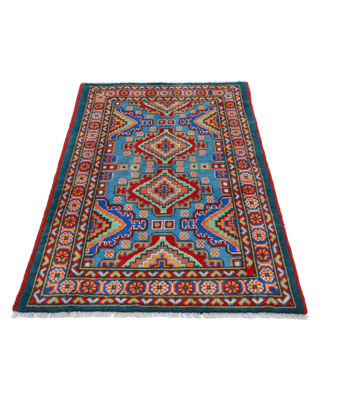Revival 3'3'' X 4'10'' Hand-Knotted Wool Rug 3'3'' x 4'10'' (98 X 145) / Blue / Red