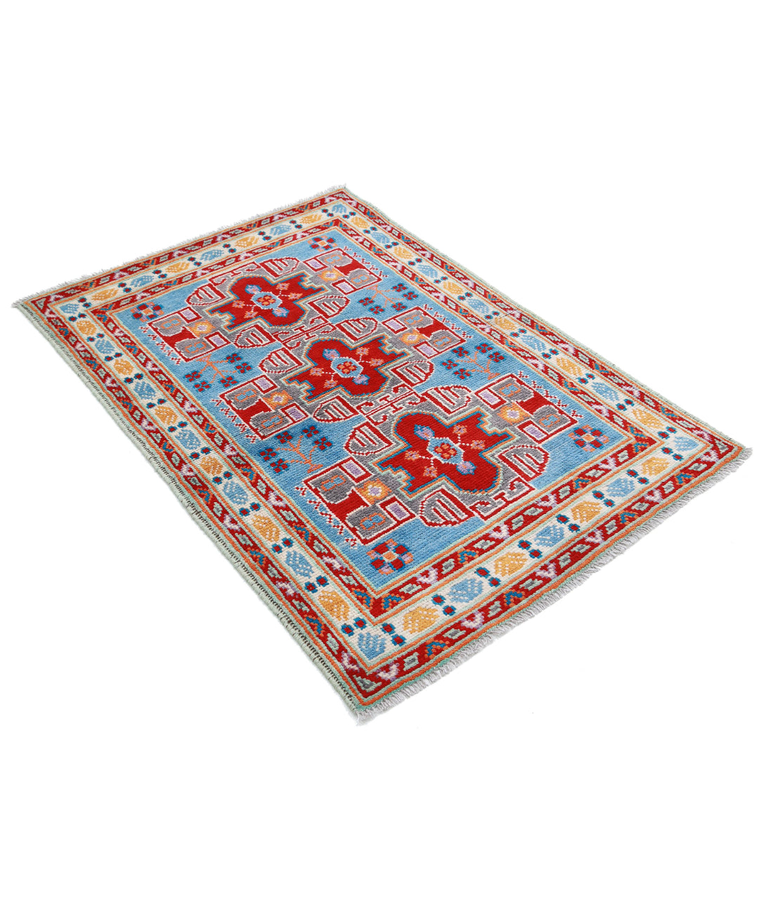 Revival 3'5'' X 4'11'' Hand-Knotted Wool Rug 3'5'' x 4'11'' (103 X 148) / Blue / Ivory