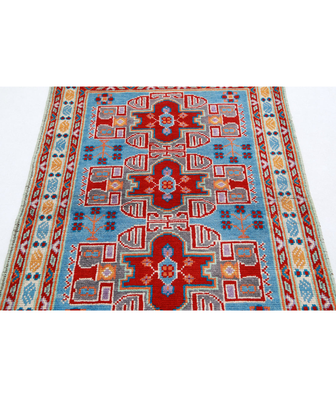 Revival 3'5'' X 4'11'' Hand-Knotted Wool Rug 3'5'' x 4'11'' (103 X 148) / Blue / Ivory