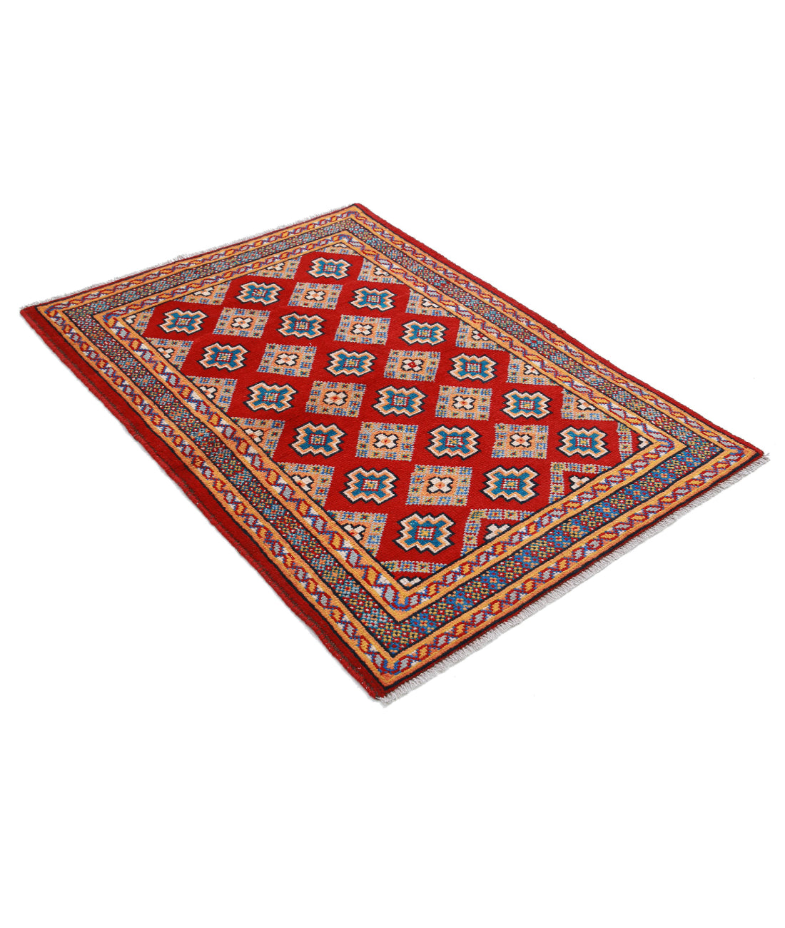 Revival 3'6'' X 4'10'' Hand-Knotted Wool Rug 3'6'' x 4'10'' (105 X 145) / Red / Multi