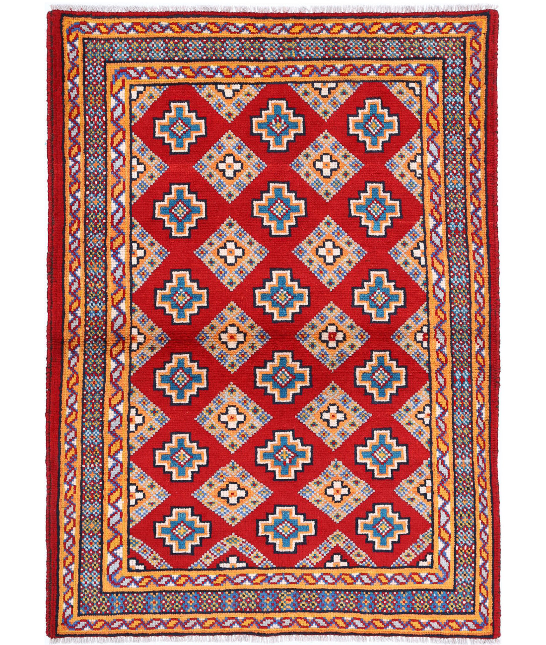 Revival 3'6'' X 4'10'' Hand-Knotted Wool Rug 3'6'' x 4'10'' (105 X 145) / Red / Multi