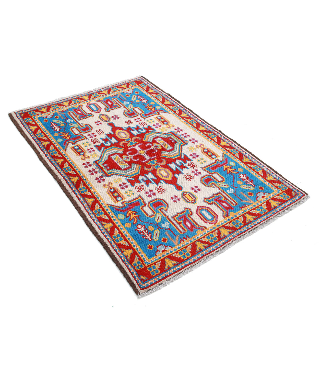 Revival 3'5'' X 5'2'' Hand-Knotted Wool Rug 3'5'' x 5'2'' (103 X 155) / Ivory / Red