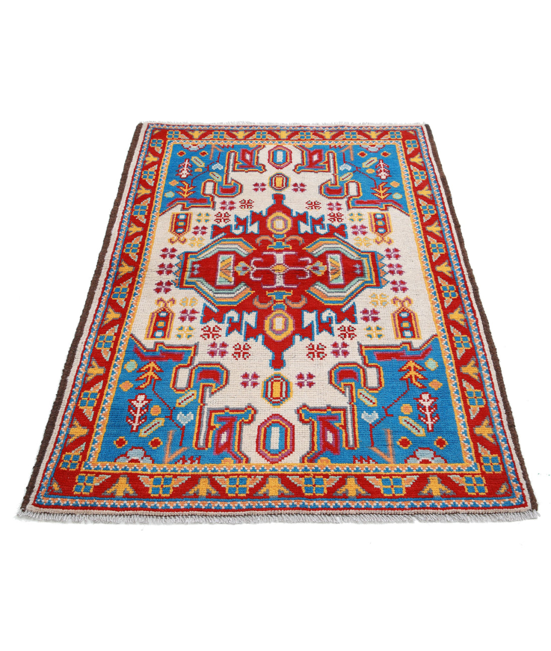 Revival 3'5'' X 5'2'' Hand-Knotted Wool Rug 3'5'' x 5'2'' (103 X 155) / Ivory / Red