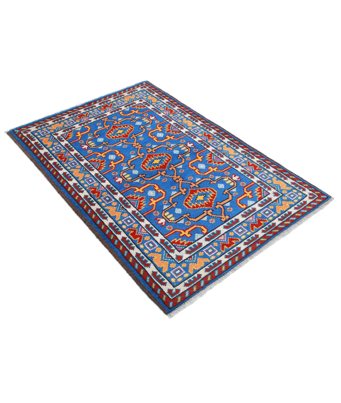 Revival 3'4'' X 4'11'' Hand-Knotted Wool Rug 3'4'' x 4'11'' (100 X 148) / Blue / Red