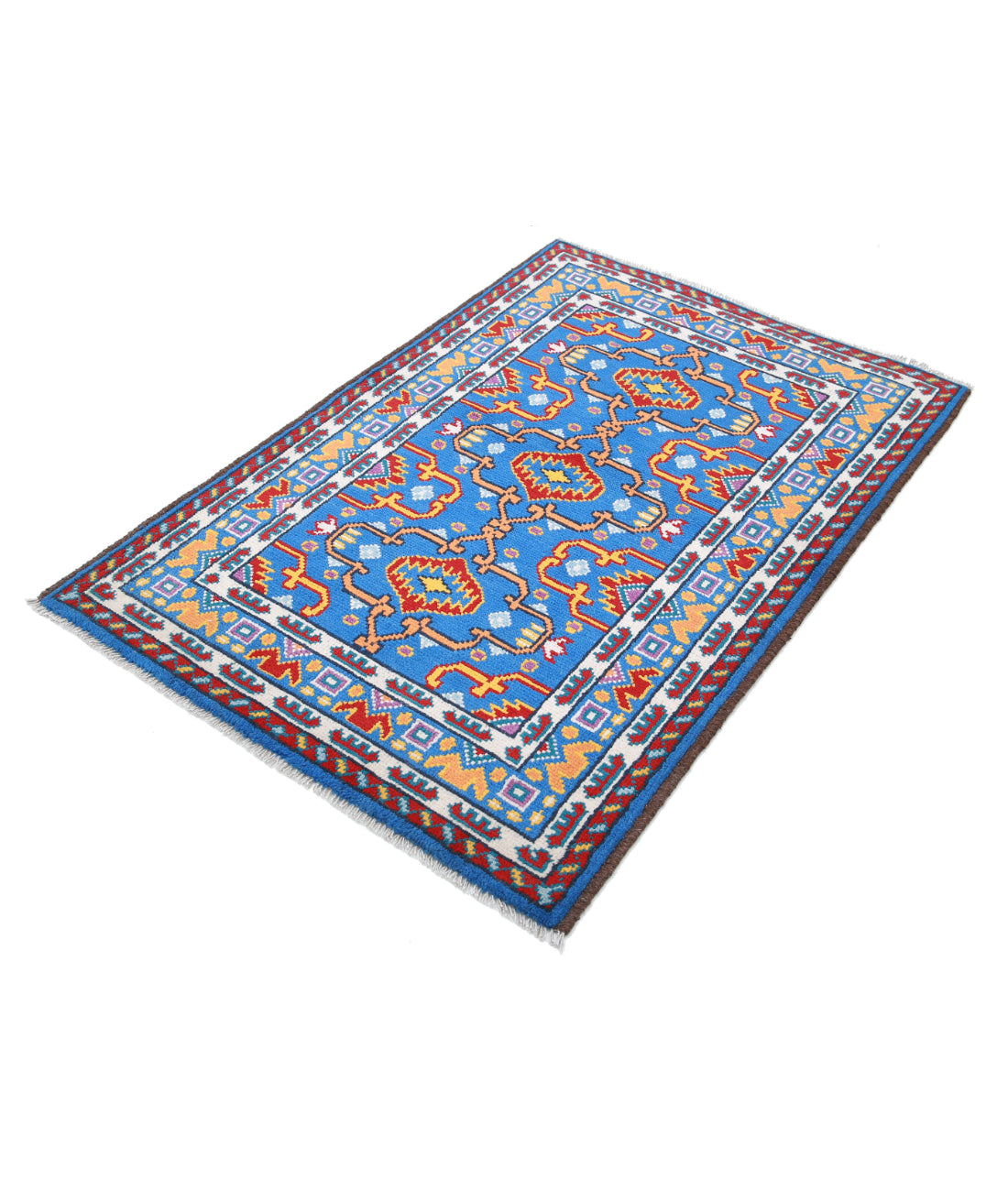 Revival 3'4'' X 4'11'' Hand-Knotted Wool Rug 3'4'' x 4'11'' (100 X 148) / Blue / Red