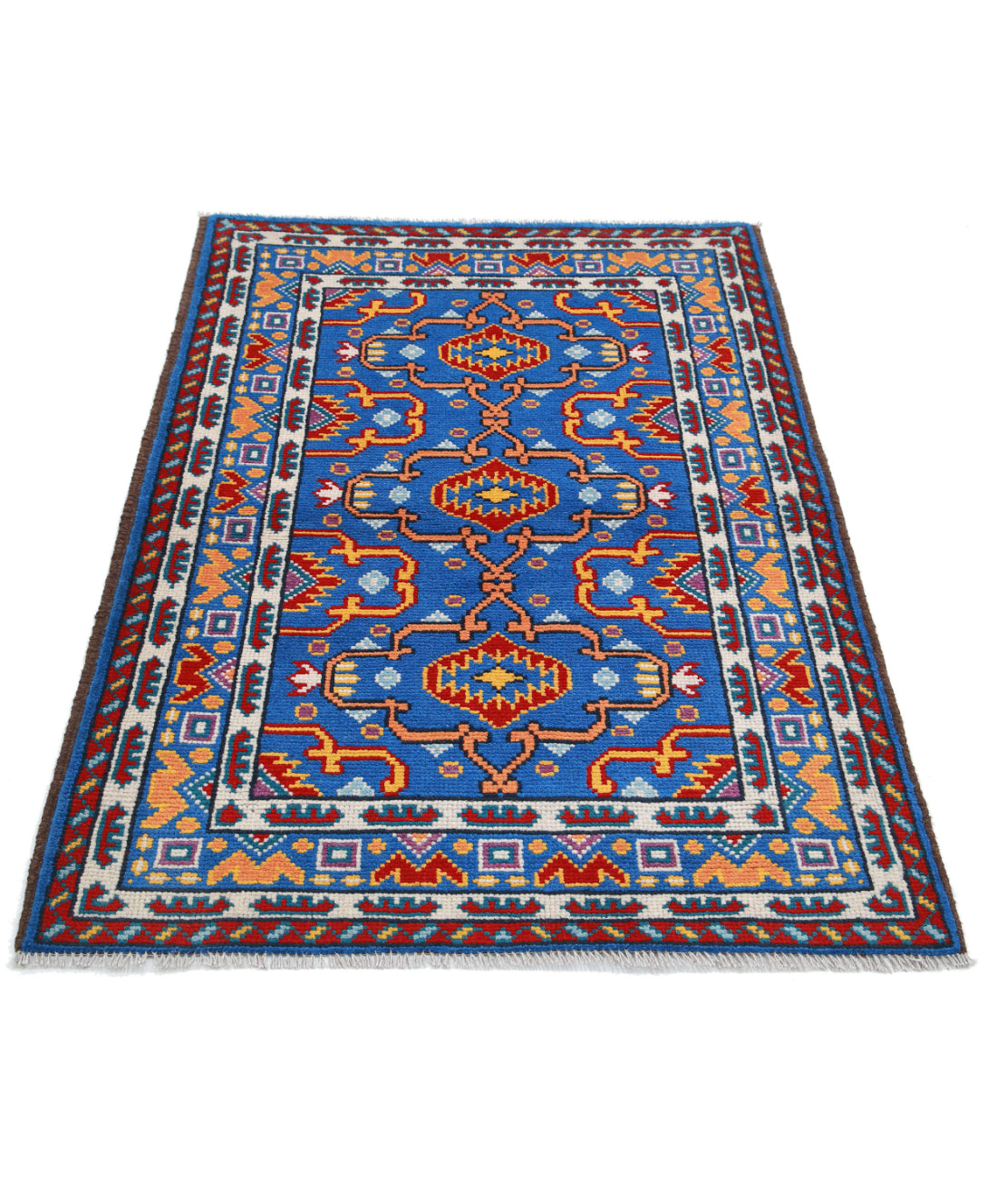 Revival 3'4'' X 4'11'' Hand-Knotted Wool Rug 3'4'' x 4'11'' (100 X 148) / Blue / Red