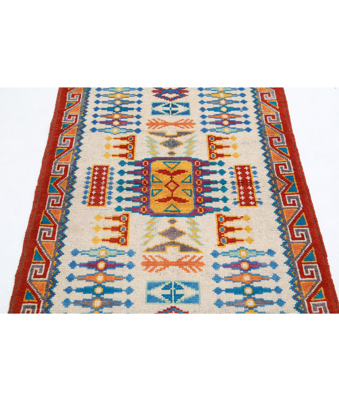 Revival 3'2'' X 4'10'' Hand-Knotted Wool Rug 3'2'' x 4'10'' (95 X 145) / Ivory / Red