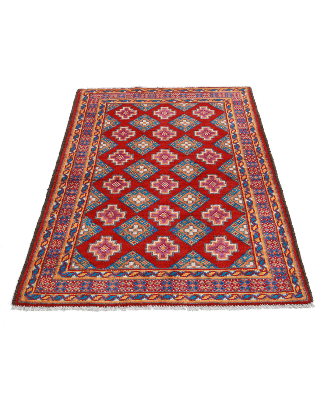Revival 3'5'' X 4'11'' Hand-Knotted Wool Rug 3'5'' x 4'11'' (103 X 148) / Red / Gold