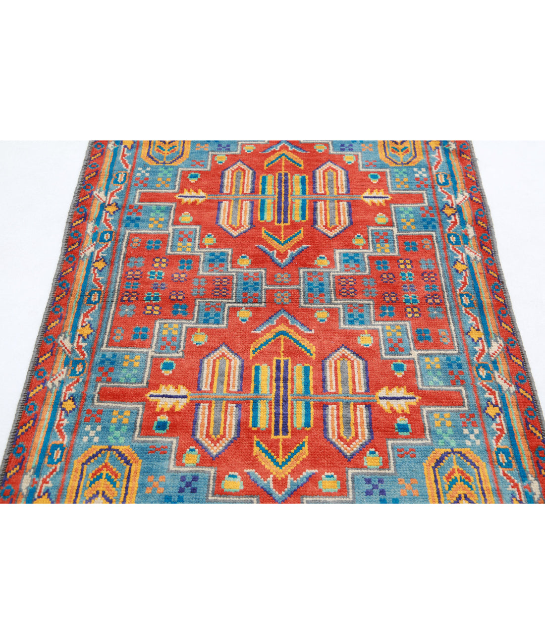 Revival 3'4'' X 4'10'' Hand-Knotted Wool Rug 3'4'' x 4'10'' (100 X 145) / Rust / Blue