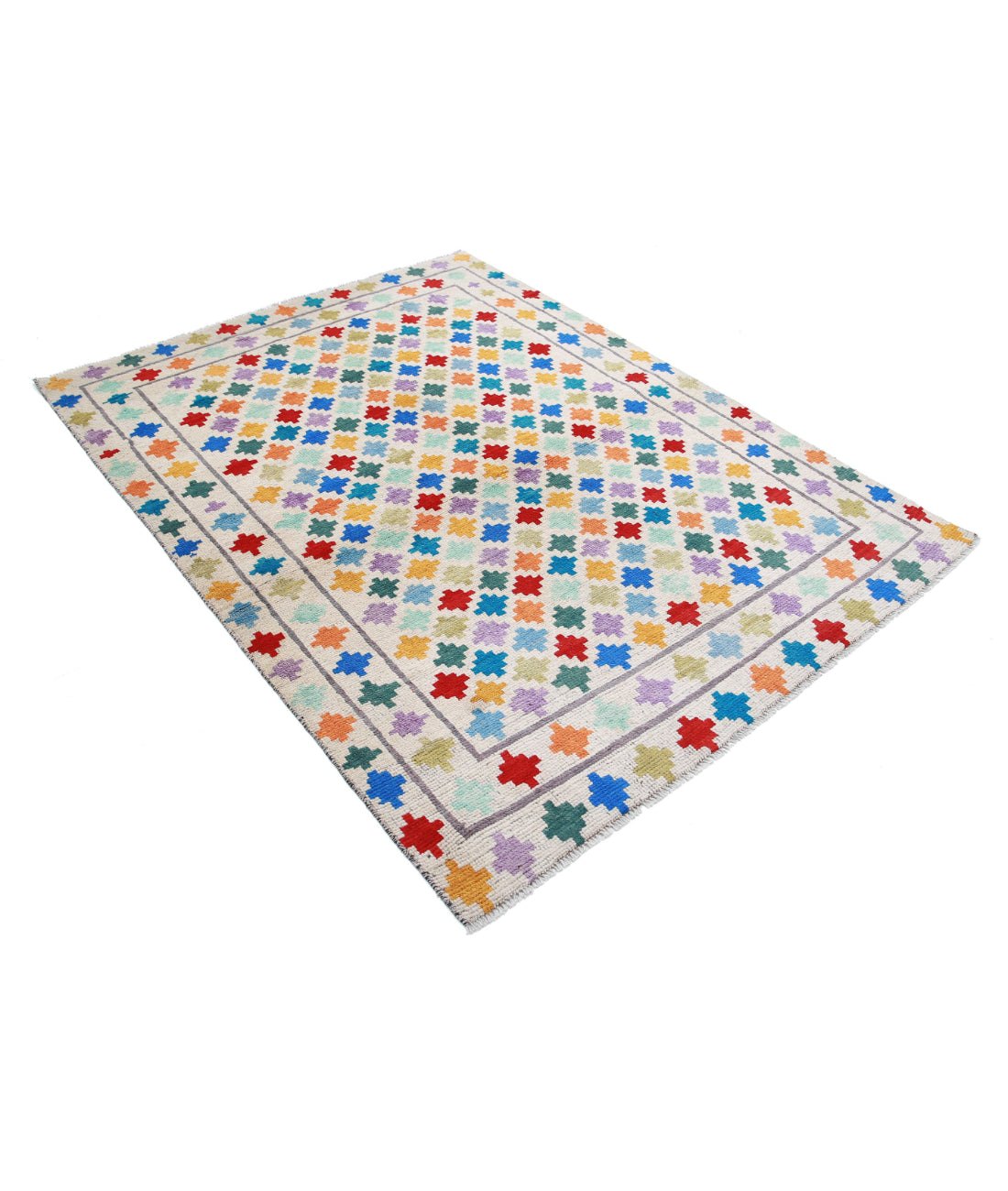 Revival 5'1'' X 6'8'' Hand-Knotted Wool Rug 5'1'' x 6'8'' (153 X 200) / Ivory / Multi