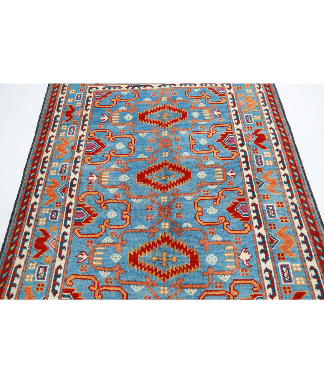 Revival 5'1'' X 6'6'' Hand-Knotted Wool Rug 5'1'' x 6'6'' (153 X 195) / Blue / Red