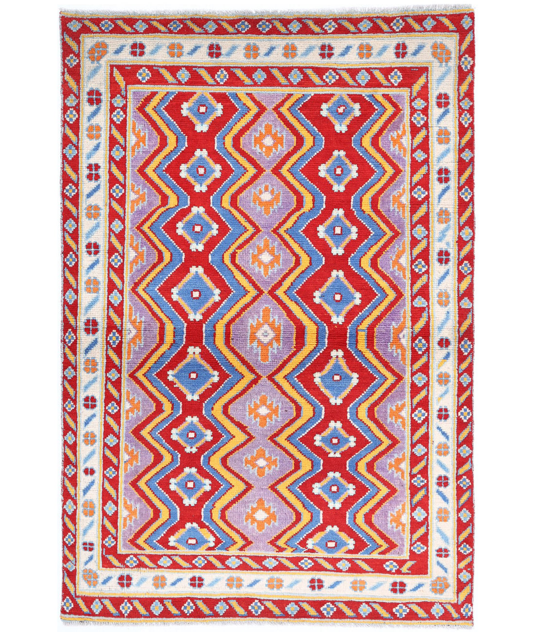 Revival 3'11'' X 6'0'' Hand-Knotted Wool Rug 3'11'' x 6'0'' (118 X 180) / Red / Ivory