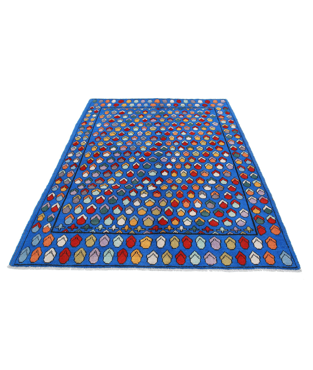 Revival 5'7'' X 7'7'' Hand-Knotted Wool Rug 5'7'' x 7'7'' (168 X 228) / Blue / Red