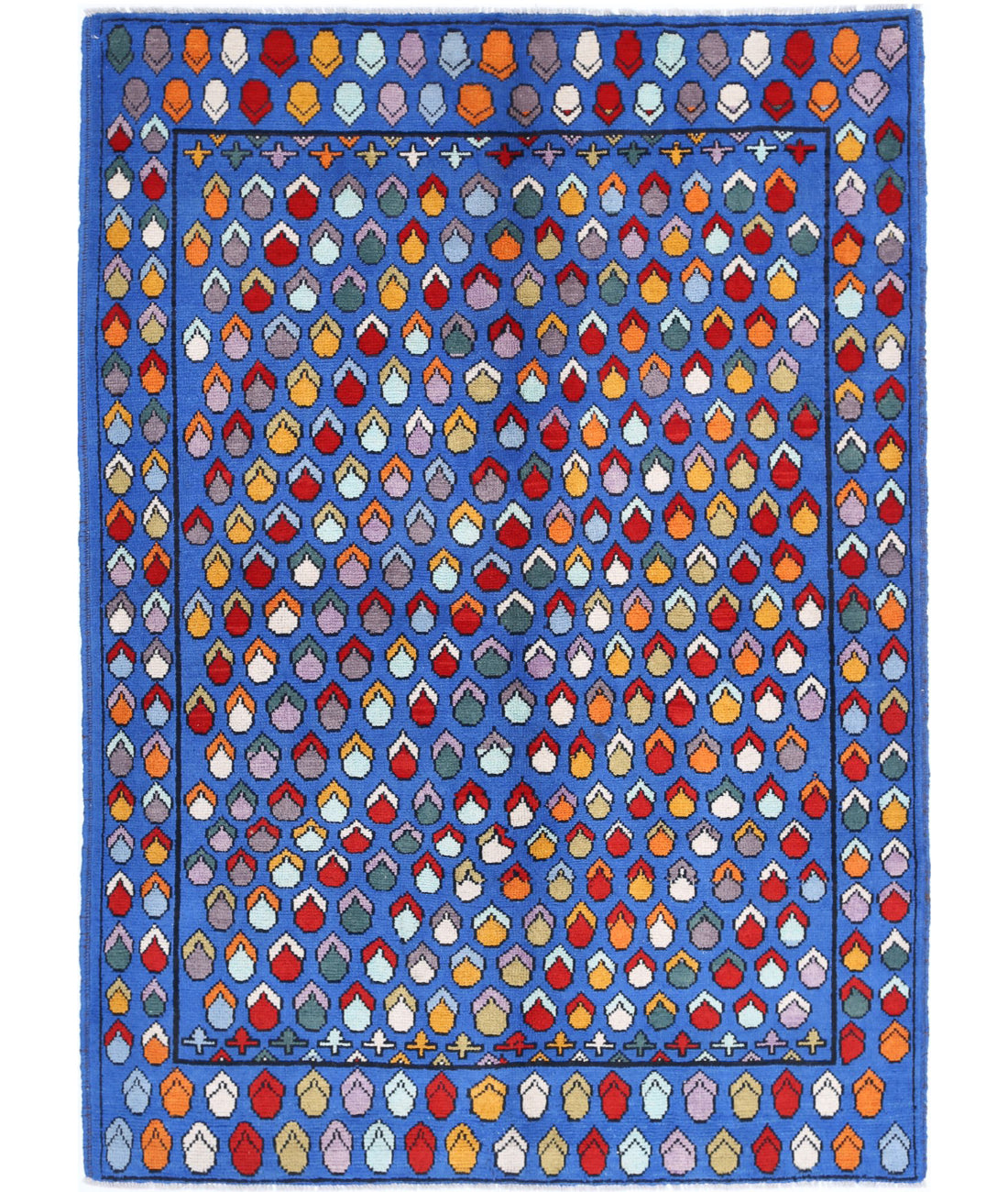 Revival 5'7'' X 7'7'' Hand-Knotted Wool Rug 5'7'' x 7'7'' (168 X 228) / Blue / Red