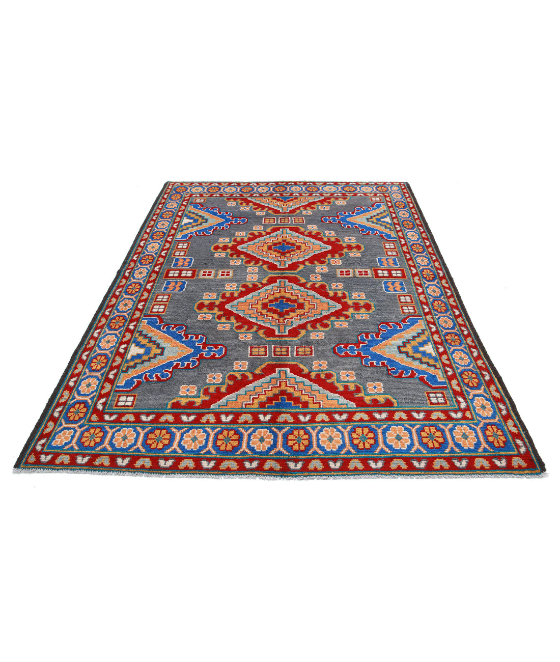 Revival 5'8'' X 7'10'' Hand-Knotted Wool Rug 5'8'' x 7'10'' (170 X 235) / Grey / Blue