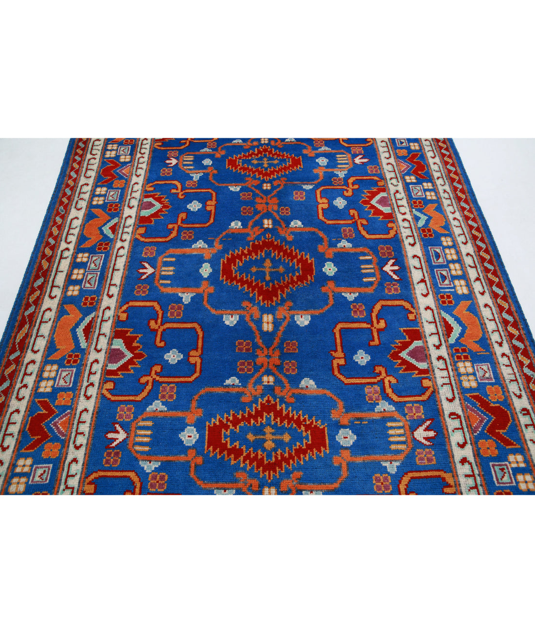 Revival 5'10'' X 7'7'' Hand-Knotted Wool Rug 5'10'' x 7'7'' (175 X 228) / Blue / Red