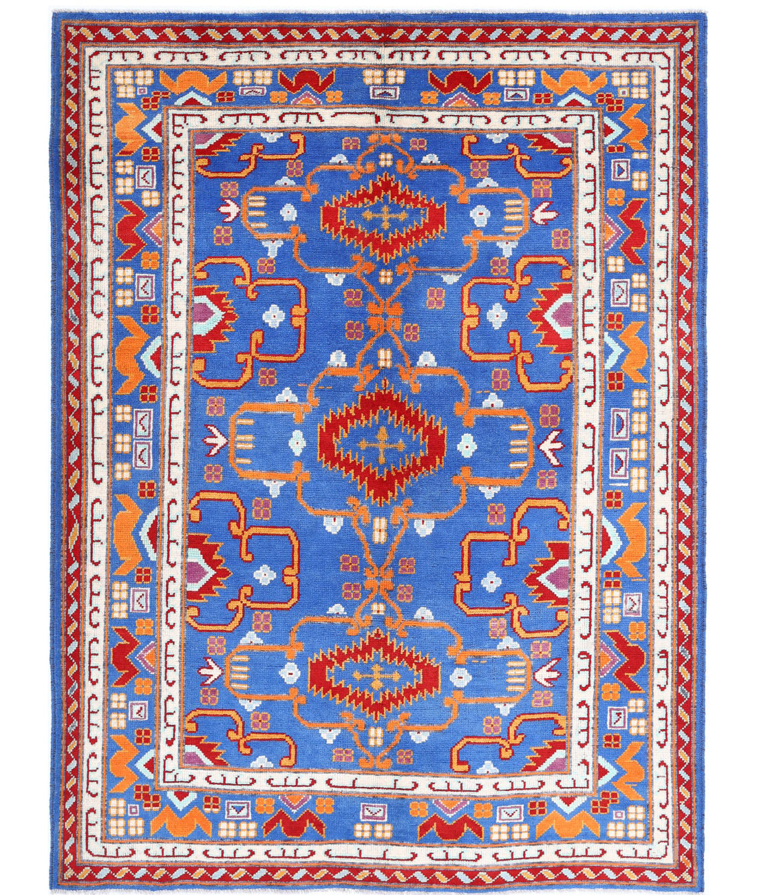 Revival 5'10'' X 7'7'' Hand-Knotted Wool Rug 5'10'' x 7'7'' (175 X 228) / Blue / Red