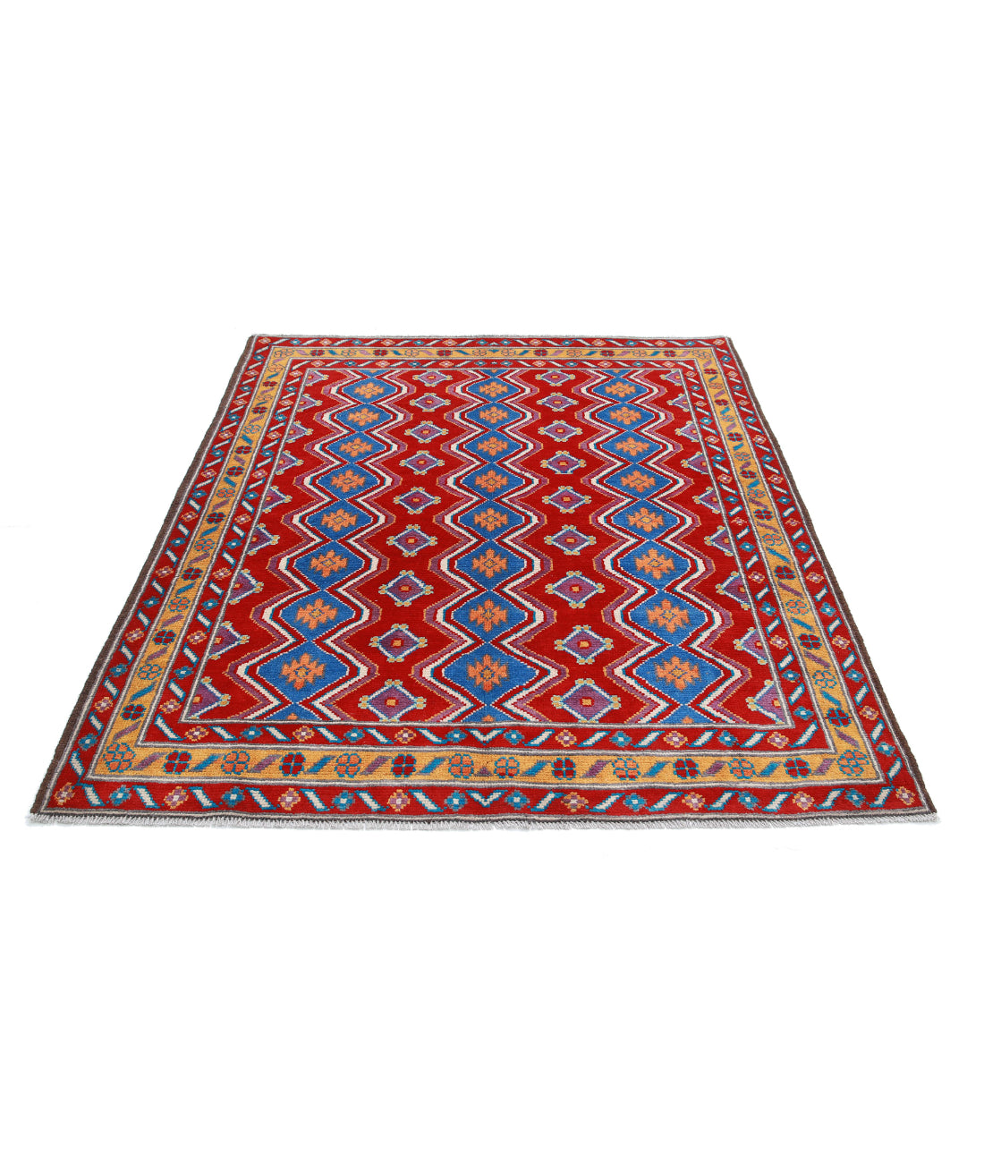 Revival 5'2'' X 6'6'' Hand-Knotted Wool Rug 5'2'' x 6'6'' (155 X 195) / Red / Gold