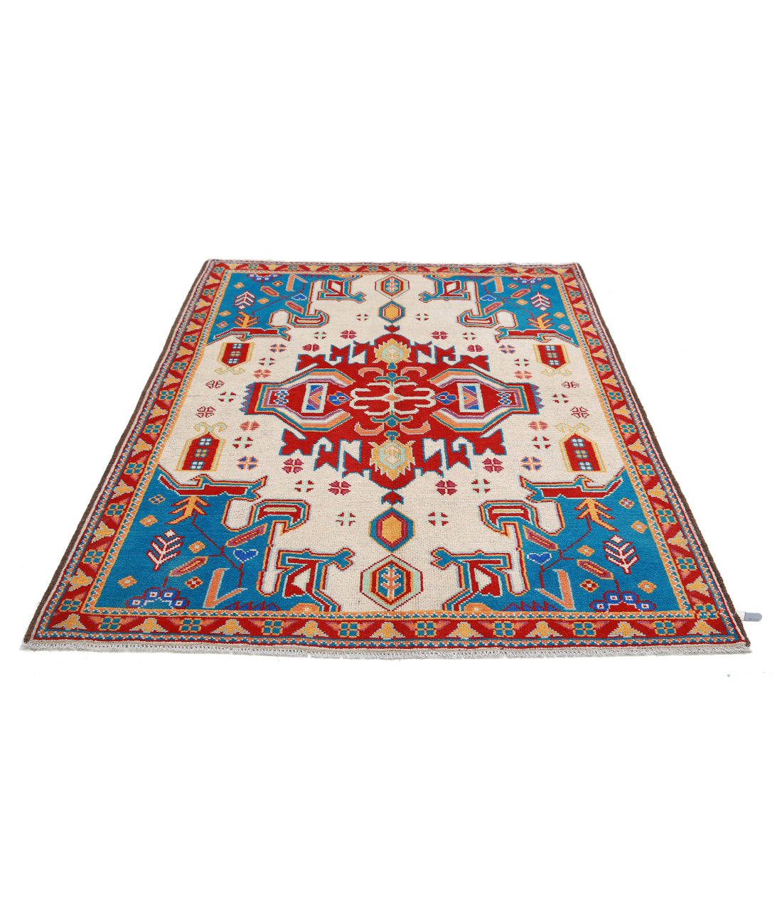 Revival 5'3'' X 6'9'' Hand-Knotted Wool Rug 5'3'' x 6'9'' (158 X 203) / Ivory / Red