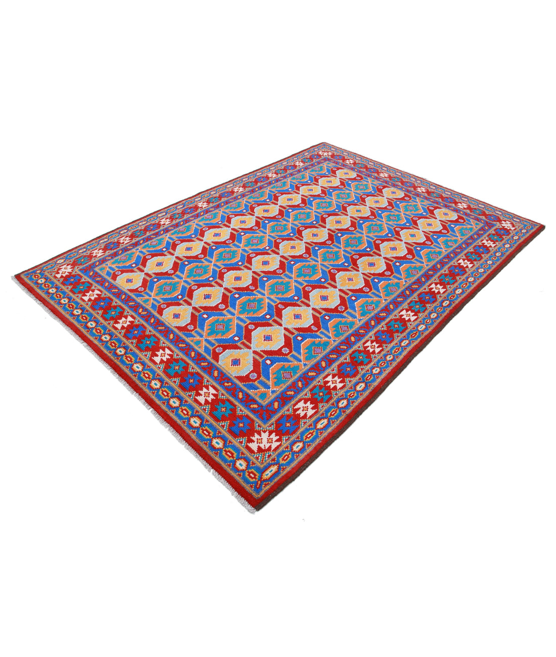 Revival 5'9'' X 8'1'' Hand-Knotted Wool Rug 5'9'' x 8'1'' (173 X 243) / Red / Blue