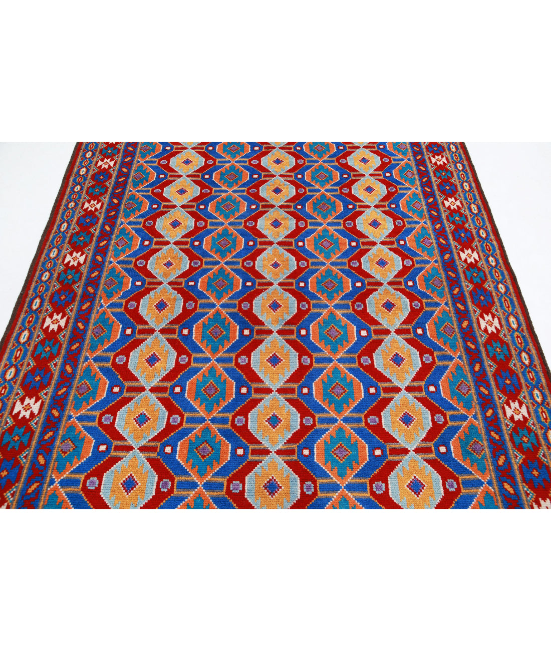 Revival 5'9'' X 8'1'' Hand-Knotted Wool Rug 5'9'' x 8'1'' (173 X 243) / Red / Blue